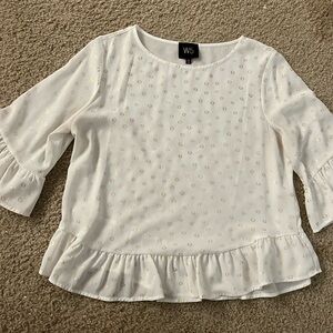 W5 White and gold long sleeve blouse size large
